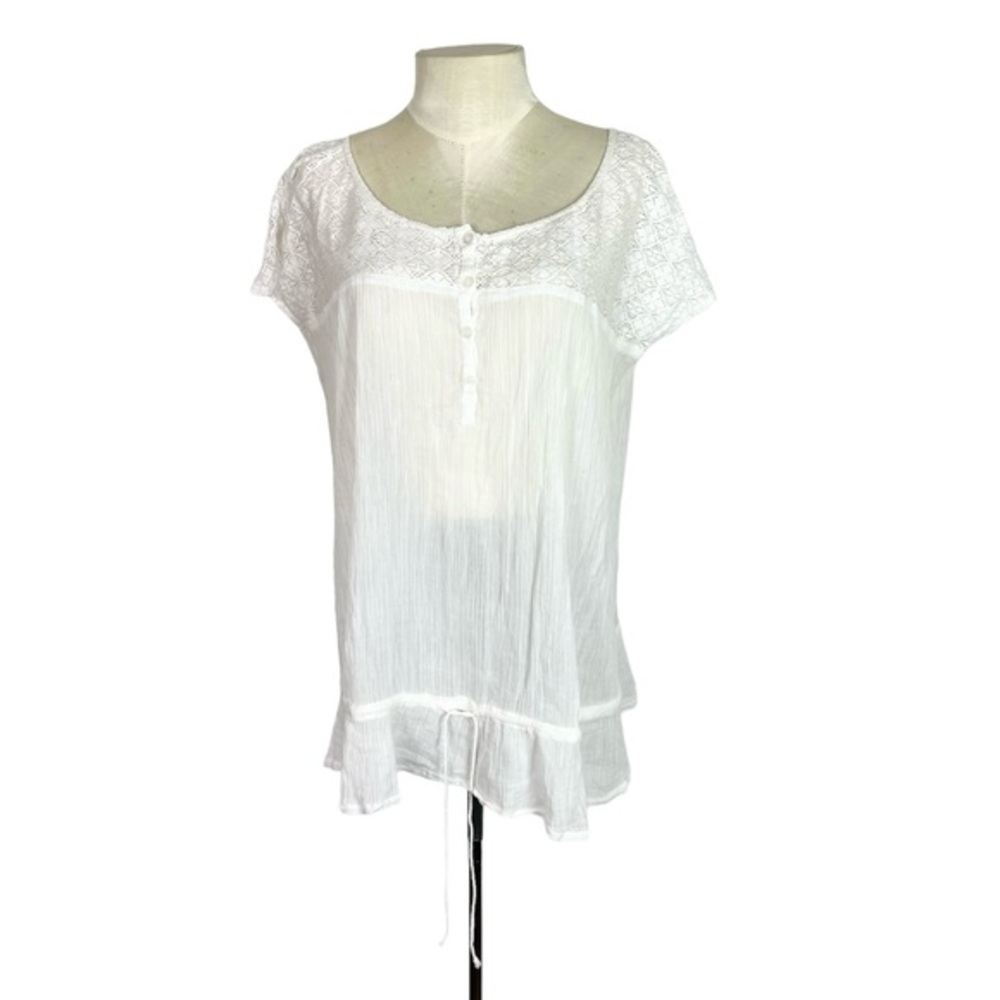 Delia’s Y2K‎ top Cottagecore white size XL lace gauzy sheet coquette Vintage y2k